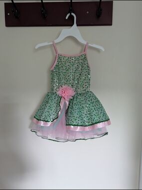 Pink & Green Sequin Tutu Dress - Kids Costume